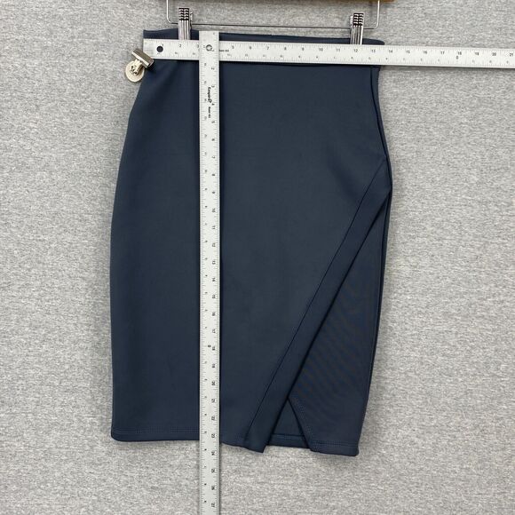 J Tomson Skirt Womens Medium Dark Gray Split Faux Wrap Pencil Stretch Soft - Picture 8 of 12